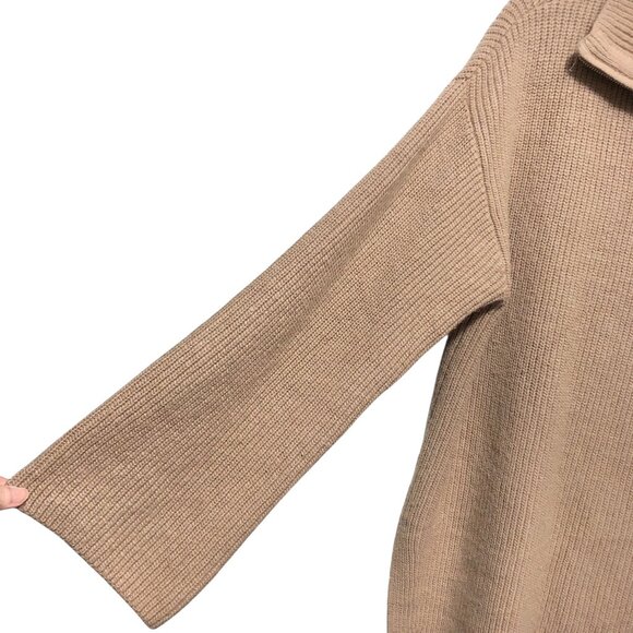 H&M Tan Ribbed Long Sleeve High Collar Knit Sweater M - Picture 5 of 7